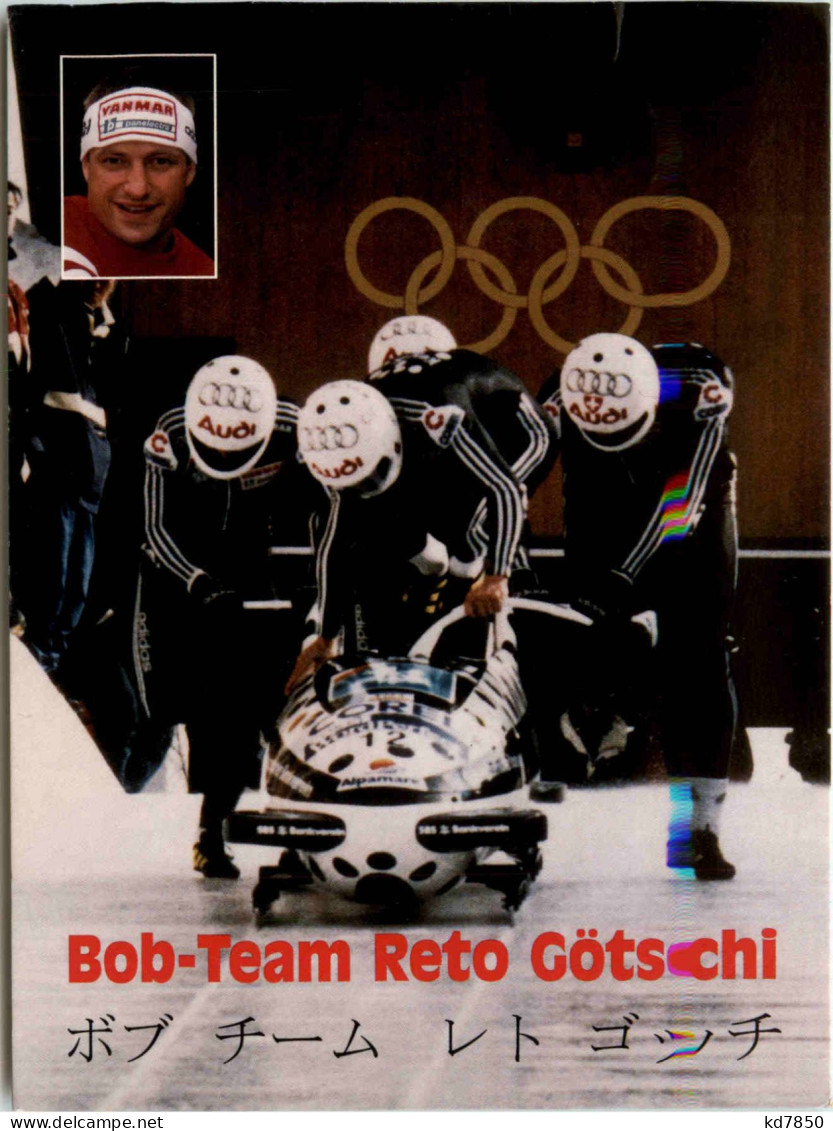 Bob Tea Reto Götschi Olympische Spiele Nagano 1988 Mit Unterschriften - Wintersport