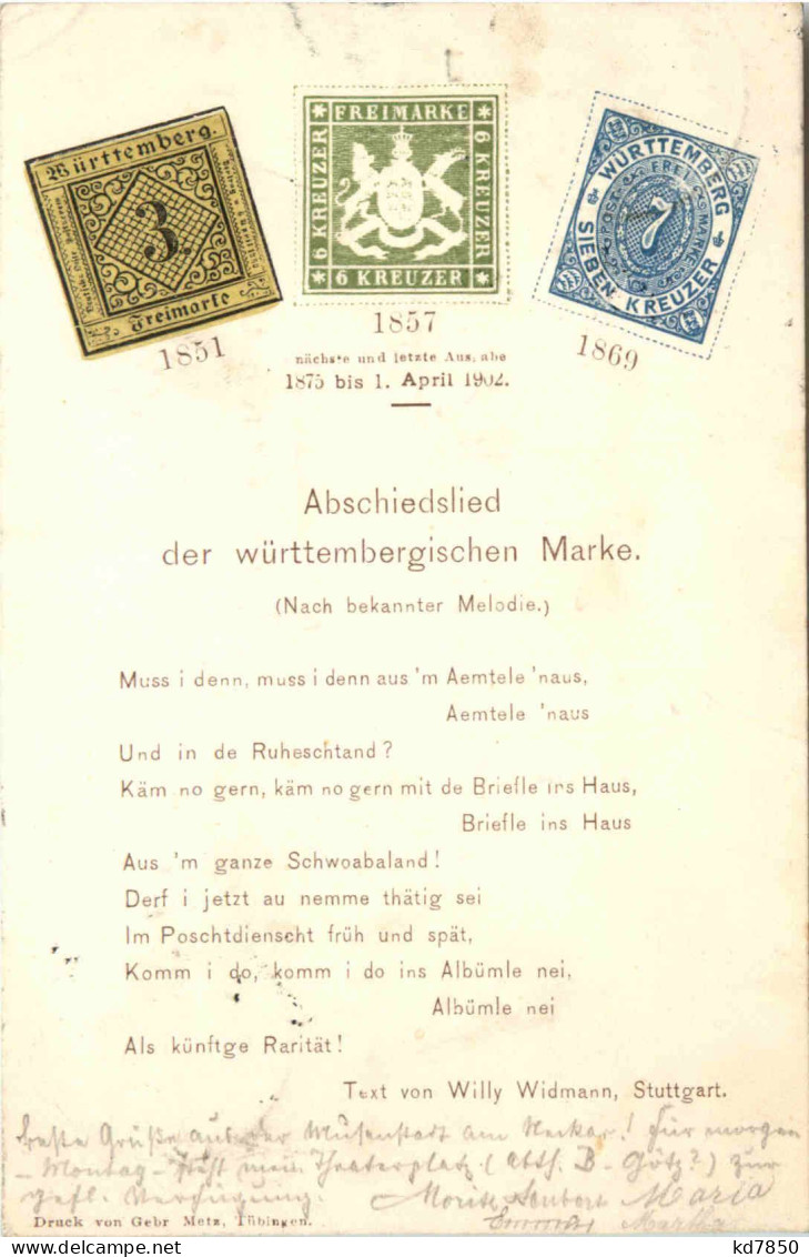 Abschied Der Württembergischen Briefmarke - Timbres (représentations)