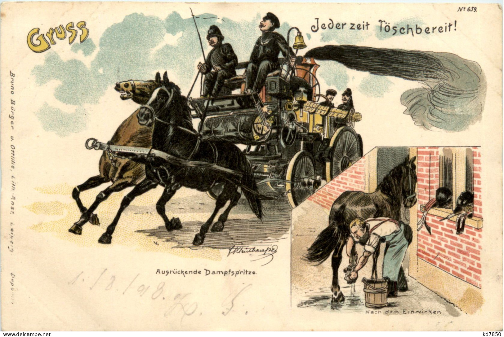 Feuerwehr - Litho - Sapeurs-Pompiers