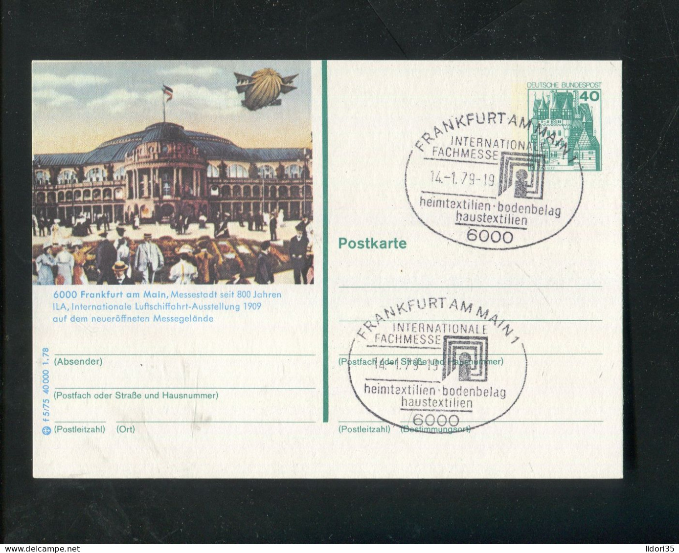 "BUNDESREPUBLIK DEUTSCHLAND" 1978, Bildpostkarte Mit Bildgleichem Stempel Ex "FRANKFURT AM MAIN" (L1144) - Illustrated Postcards - Used