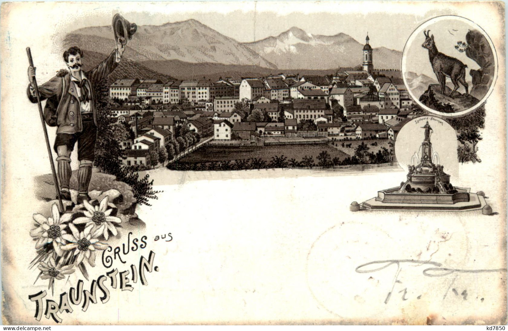 Gruss Aus Traunstein - Litho - Traunstein