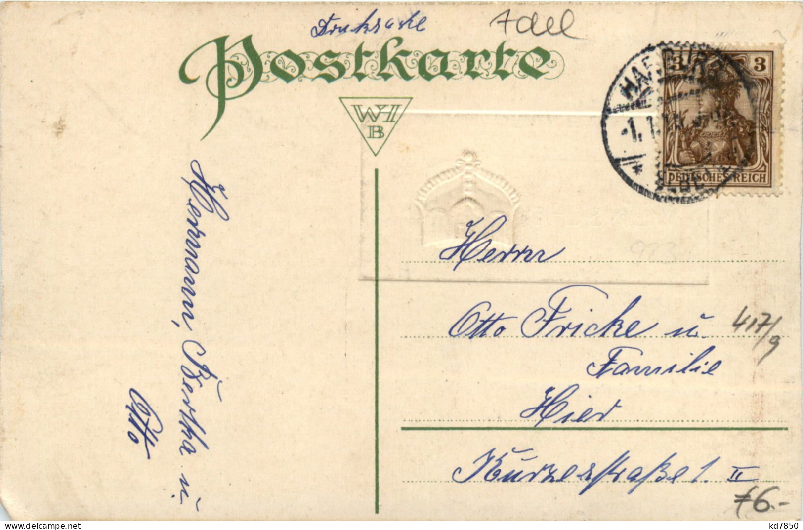 Neujahr - Jahreszahl 1915 - Prägekarte - Nouvel An