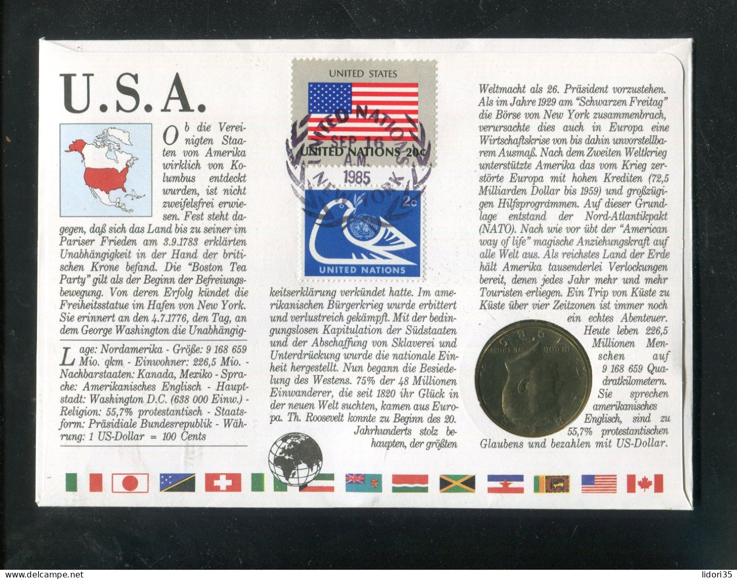 "USA" 1985, Numis-Brief (L1145) - Briefe U. Dokumente