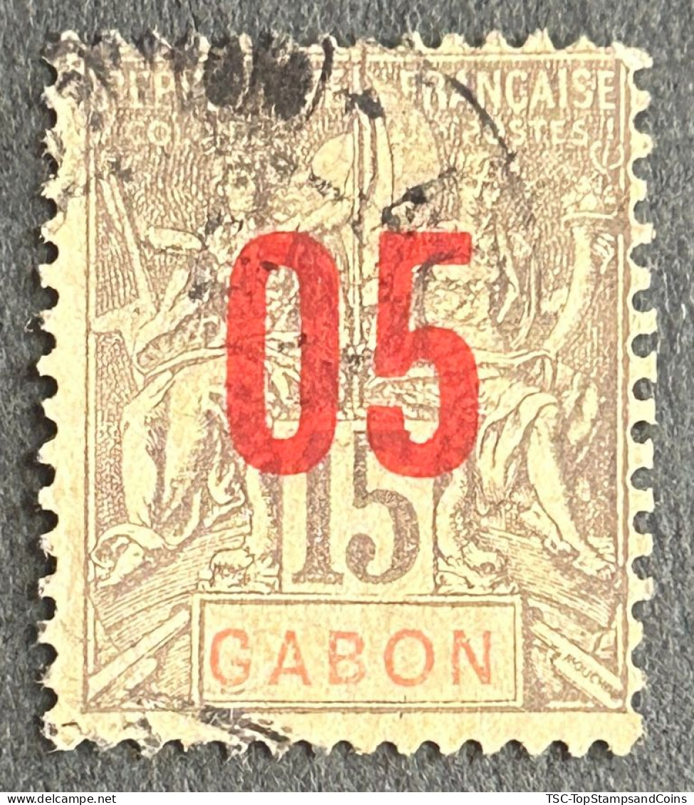 FRAGA0068U5 - Mythology - Surcharged 5 C Over 15 C Used Stamp - Gabon - 1912 - Usados