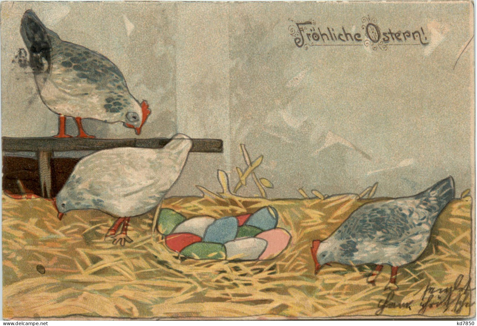 Ostern - Hühner - Prägekarte - Ostern