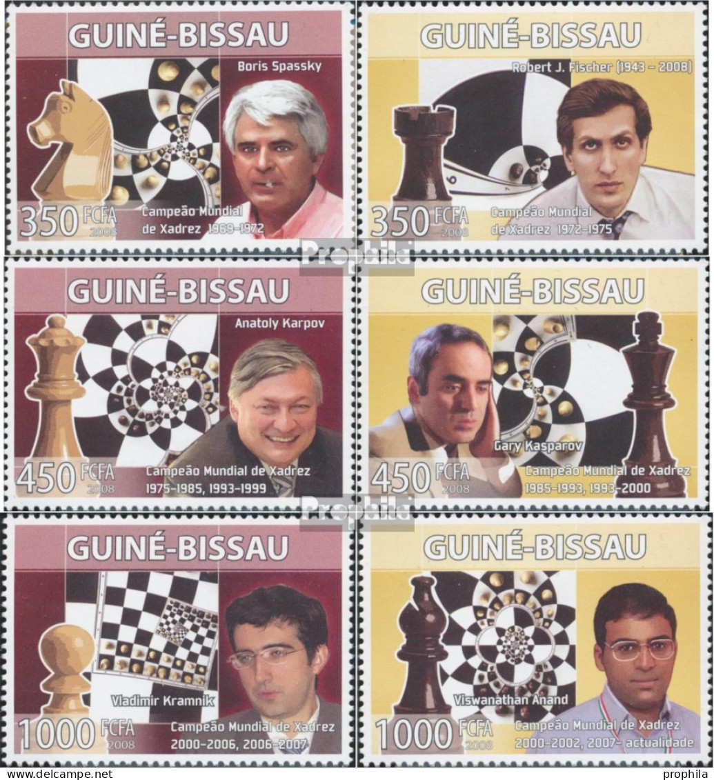 Guinea-Bissau 3937-3942 (kompl. Ausgabe) Postfrisch 2008 Schachmeister - Guinée-Bissau