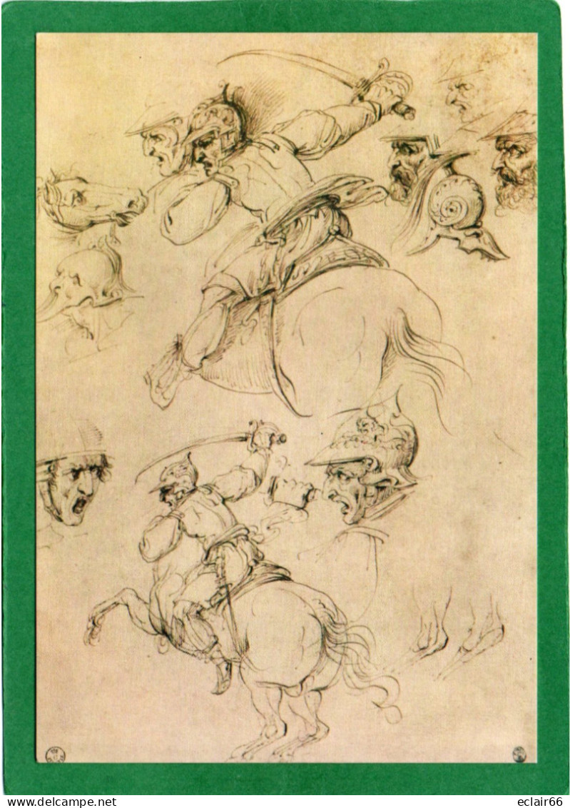 FIRENZE, GALLERIA UFFIZI - LEONARDO DA VINCI - STUDI DI GUERRIERO A CAVALLO EDIZ. GIUSTI DI S. BECOCCI - - Schilderijen, Gebrandschilderd Glas En Beeldjes