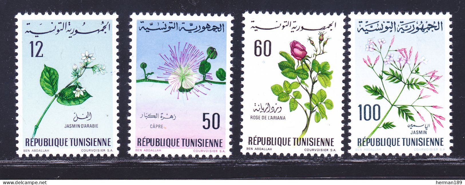 TUNISIE N°  643, 648, 649, 650 ** MNH Neufs Sans Charnière, TB (D7782) Fleurs Diverses - 1968-69 - Tunesien (1956-...)