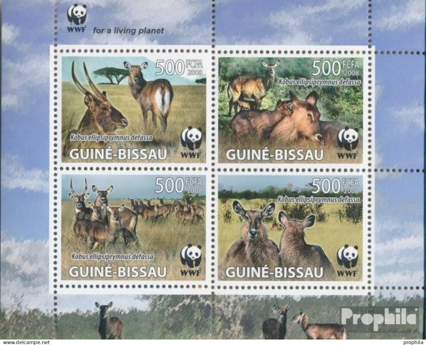 Guinea-Bissau 3919-3922 Kleinbogen (kompl. Ausgabe) Postfrisch 2008 WWF: Defassa-Wasserbock - Guinée-Bissau