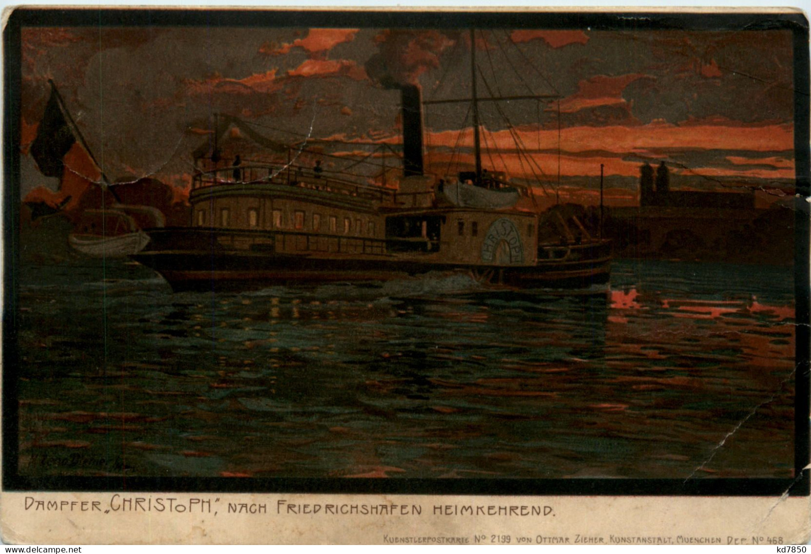 Dampfer Christoph Nach Friedrichshafen - Litho - Friedrichshafen