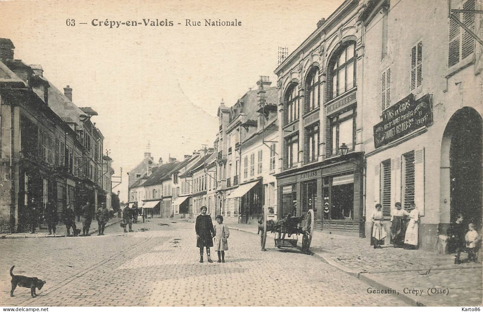 Crépy En Valois * Rue Nationale * Vins En Gros * Commerces Magasins Enfants Villageois - Crepy En Valois