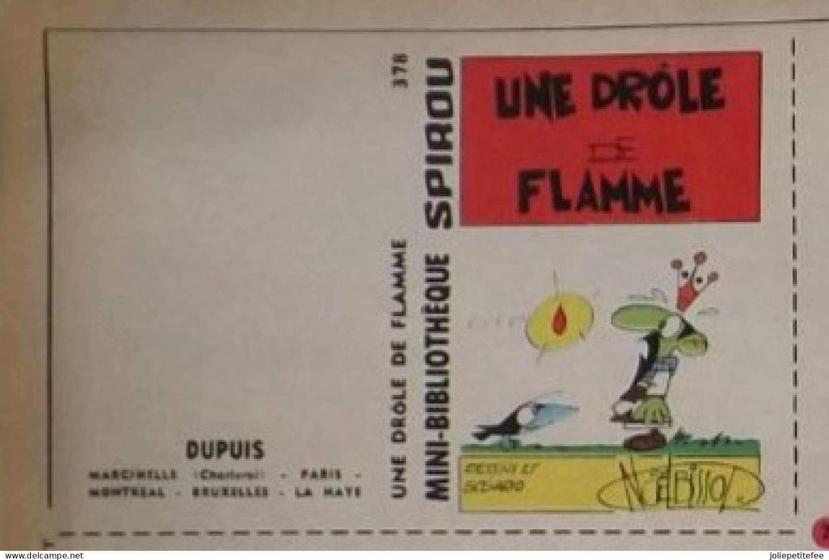 Mini-Bibliothèque.  "378 - UNE DROLE DE FLAMME".   NOEL BISSOL.    Spirou  N°1342   7/9/1967. - Spirou Magazine