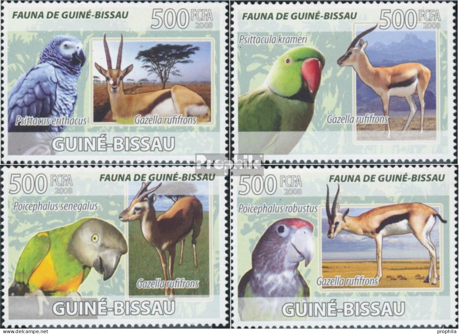 Guinea-Bissau 3808-3811 (kompl. Ausgabe) Postfrisch 2008 Gazellen, Papageien - Guinée-Bissau