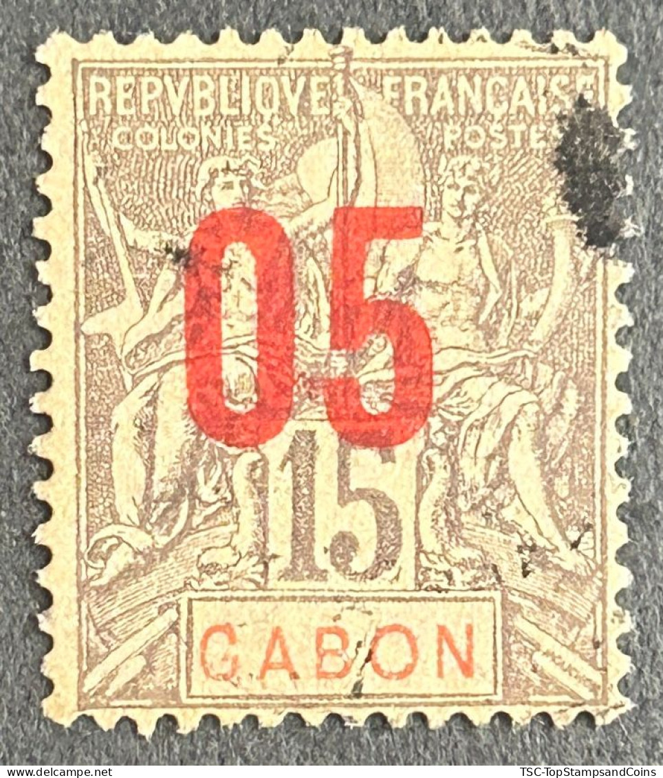 FRAGA0068U6 - Mythology - Surcharged 5 C Over 15 C Used Stamp - Gabon - 1912 - Oblitérés