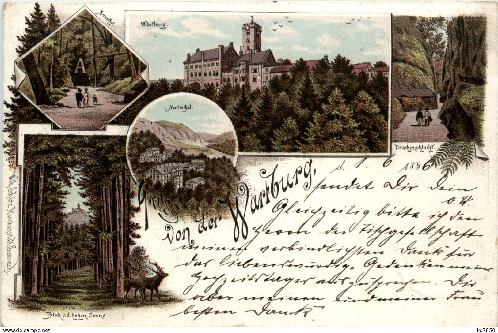 Gruss Von Der Wartburg 1896 - Litho - Eisenach - Eisenach