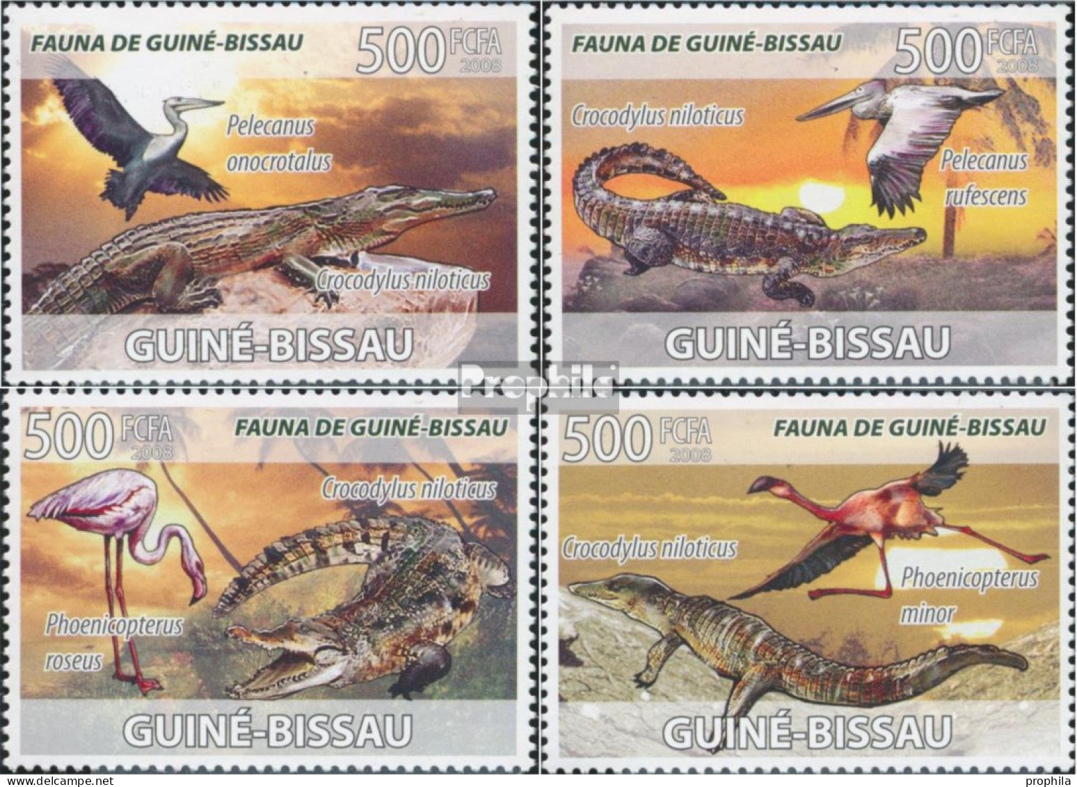 Guinea-Bissau 3792-3795 (kompl. Ausgabe) Postfrisch 2008 Krokodile, Vögel - Guinée-Bissau