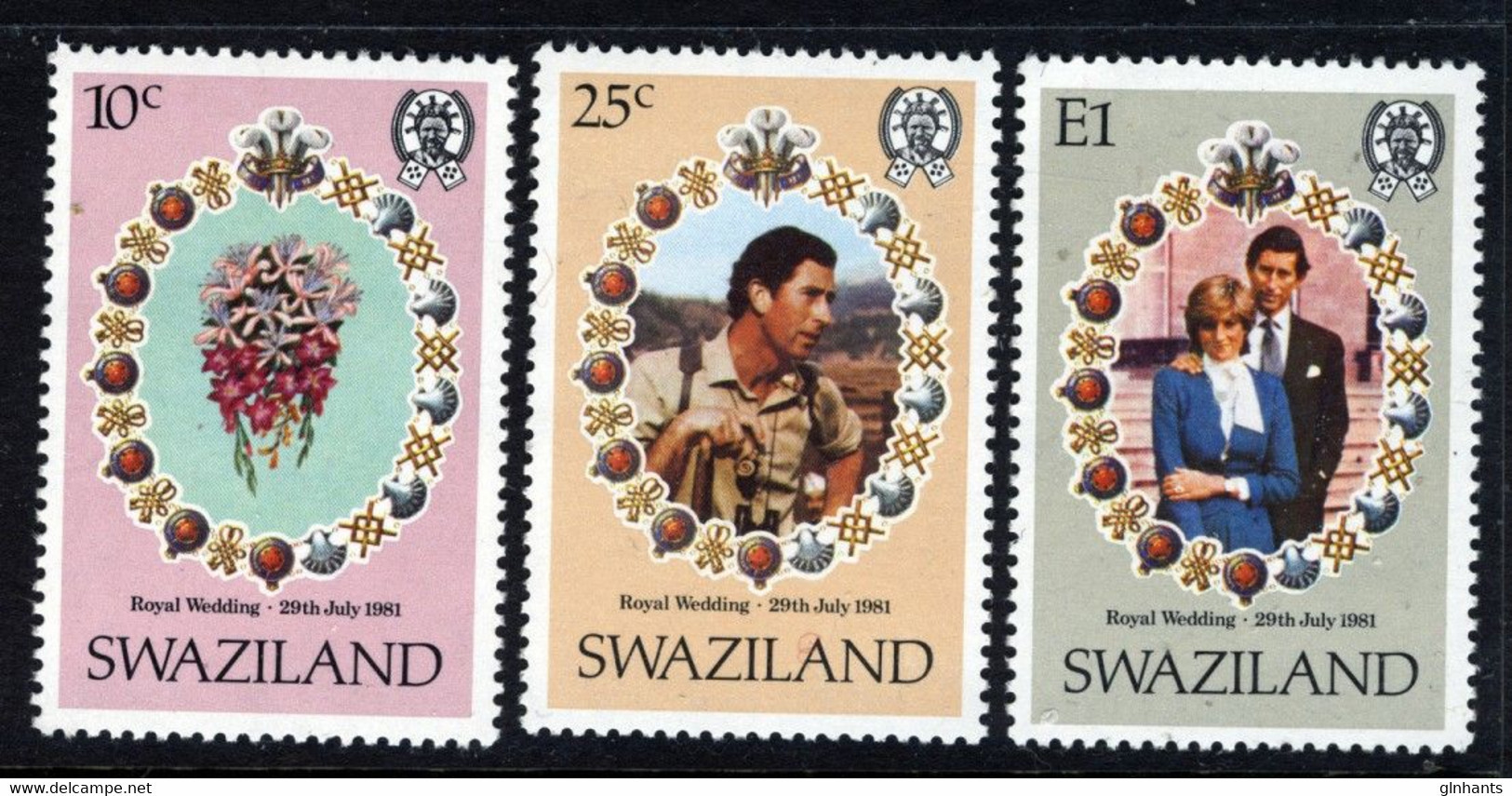 SWAZILAND - 1981 ROYAL WEDDING SET (3V) FINE MNH ** SG 376-378 - Swaziland (1968-...)