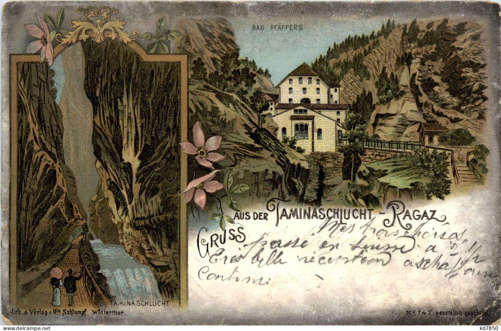 Gruss Aus Taminaschlucht Ragaz - Litho - Bad Pfäffers - Bad Ragaz