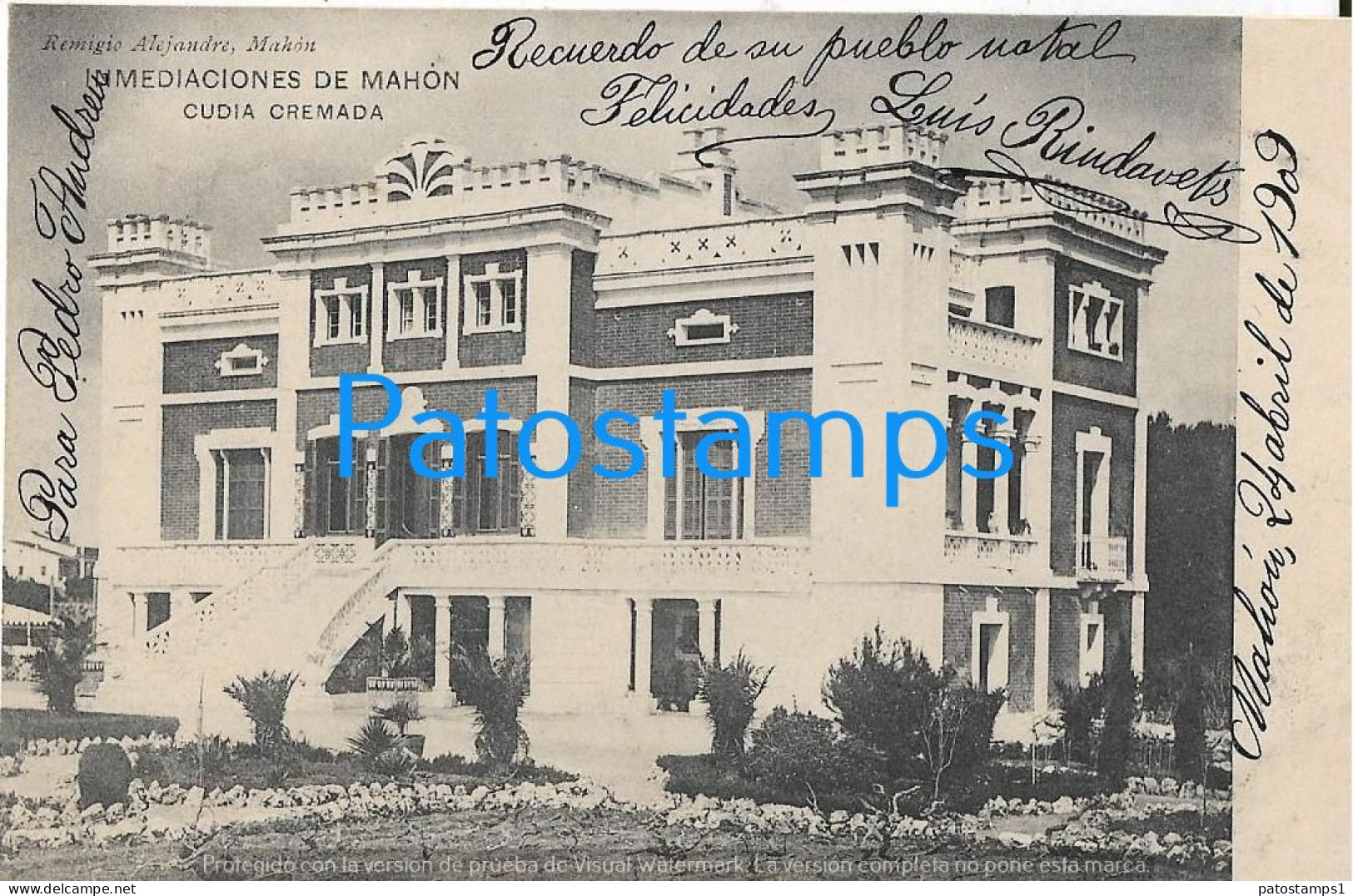 227345 SPAIN ESPAÑA MAHON INMEDIACIONES CUDIA CREMADA POSTAL POSTCARD - Other & Unclassified