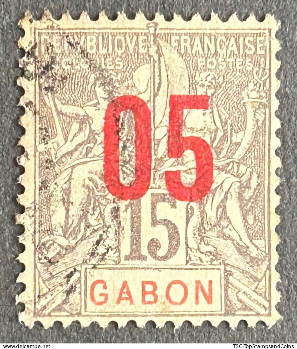 FRAGA0068U8 - Mythology - Surcharged 5 C Over 15 C Used Stamp - Gabon - 1912 - Oblitérés