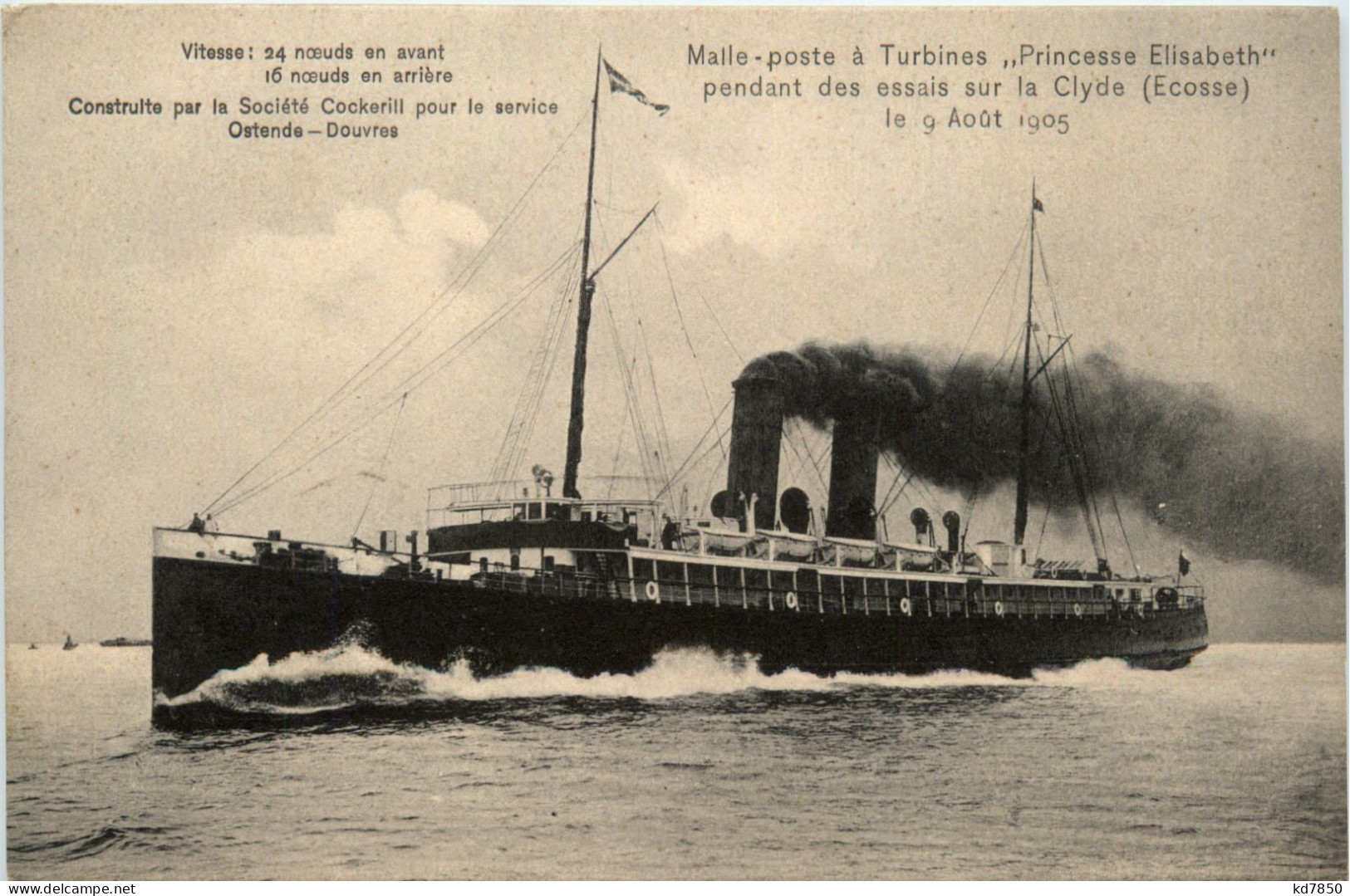 Malle Poste A Turbines Princesse Elisabeth - Passagiersschepen
