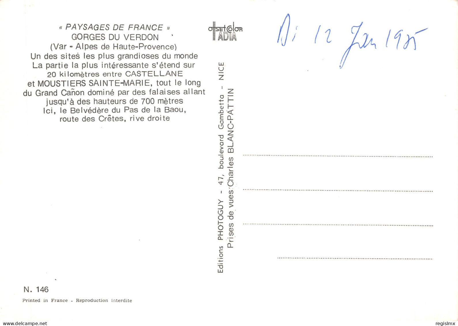 04-GORGES DU VERDON LE BELVEDERE DU PAS DE LA BAOU-N°T1118-F/0321 - Other & Unclassified