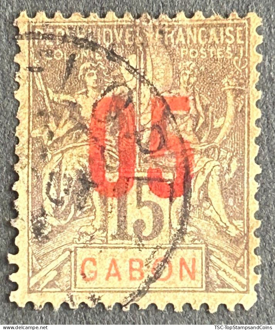 FRAGA0068UA - Mythology - Surcharged 5 C Over 15 C Used Stamp - Gabon - 1912 - Usados