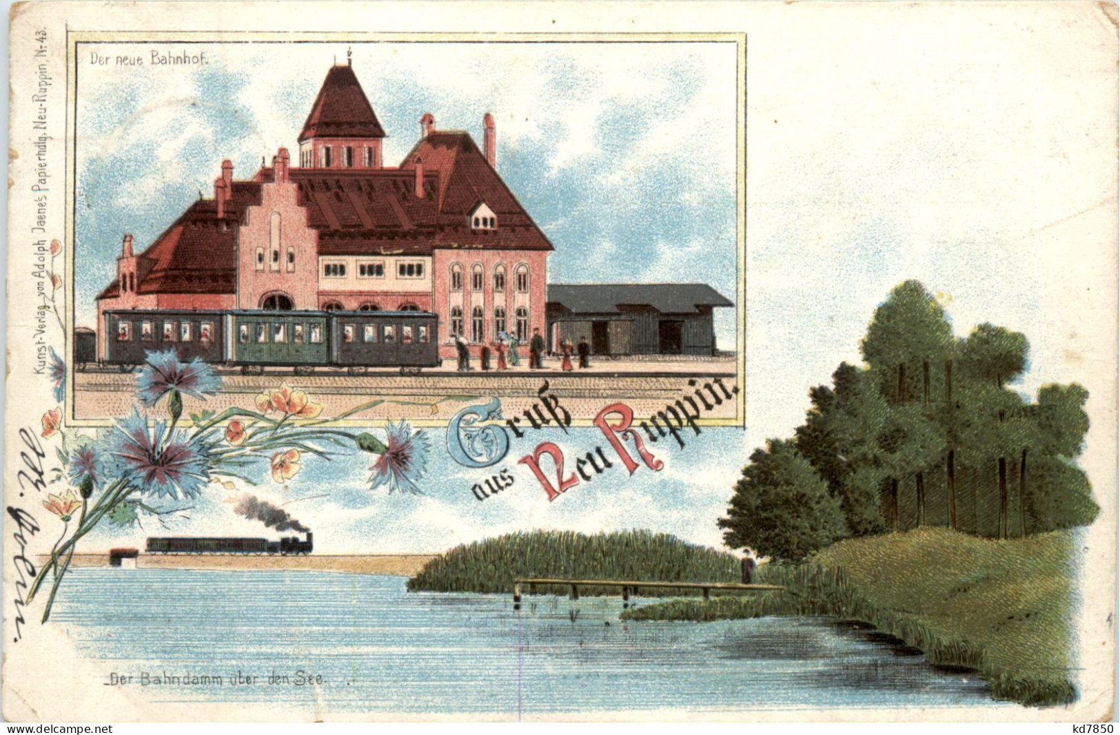 Gruss Aus Neu Ruppin - Neuer Bahnhof - Litho - Neuruppin