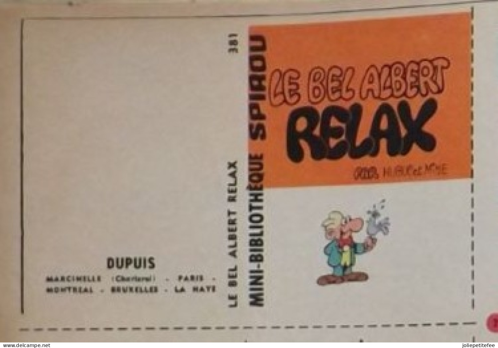 Mini-Bibliothèque.  "381 - LE BEL ALBERT RELAX".   HUBUC Et BIKE.    Spirou  N°1338   5/10/1967. - Spirou Magazine