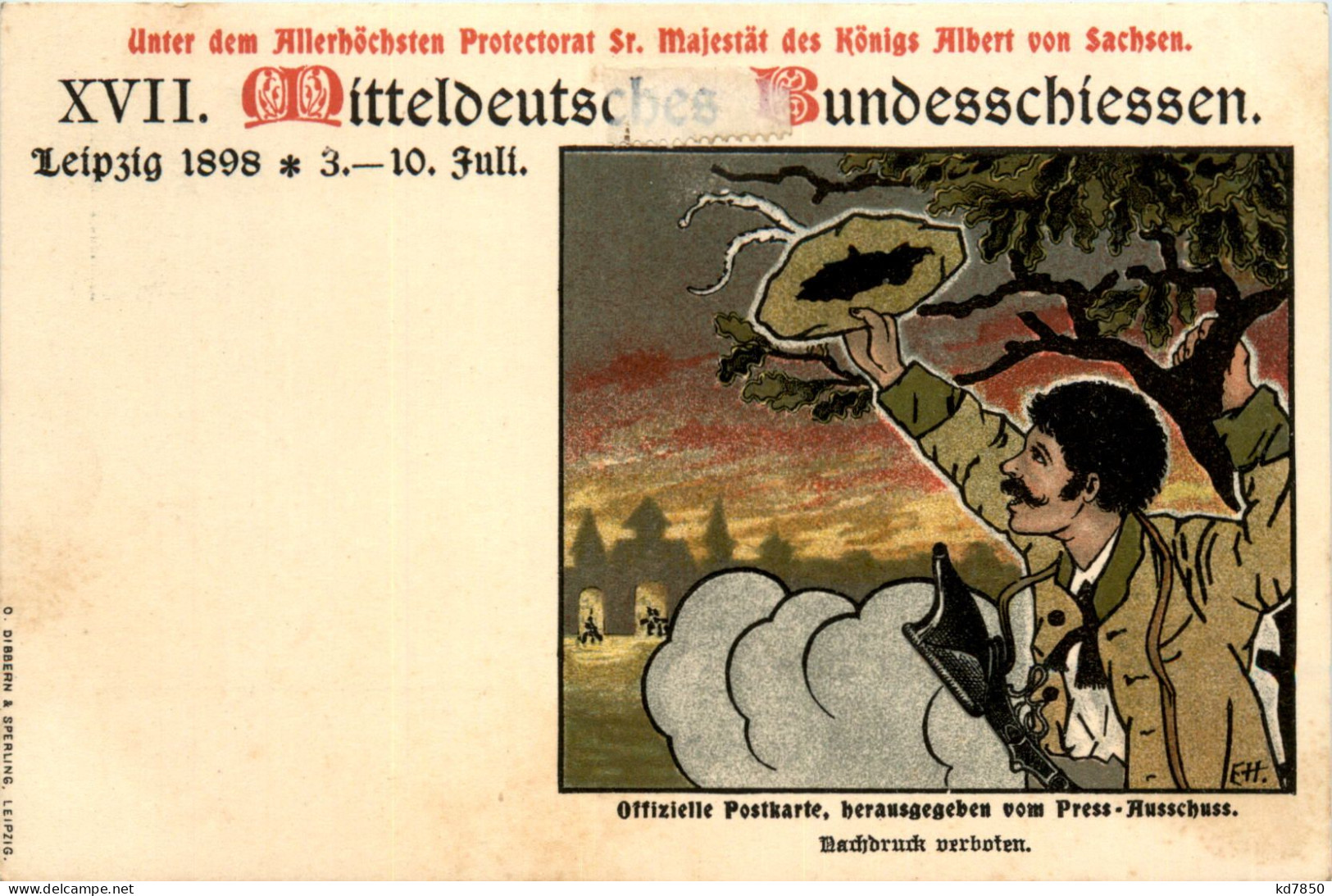 Leipzig - Bundesschiessen 1898 - Ganzsache Litho - Leipzig