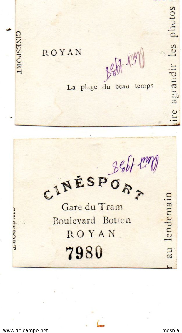 2  Photos -  ROYAN -  CINESPORT - Boulevard Botton  Royan -  Avenue, Au Fond Le Casino ?   Aout 1938 - Places