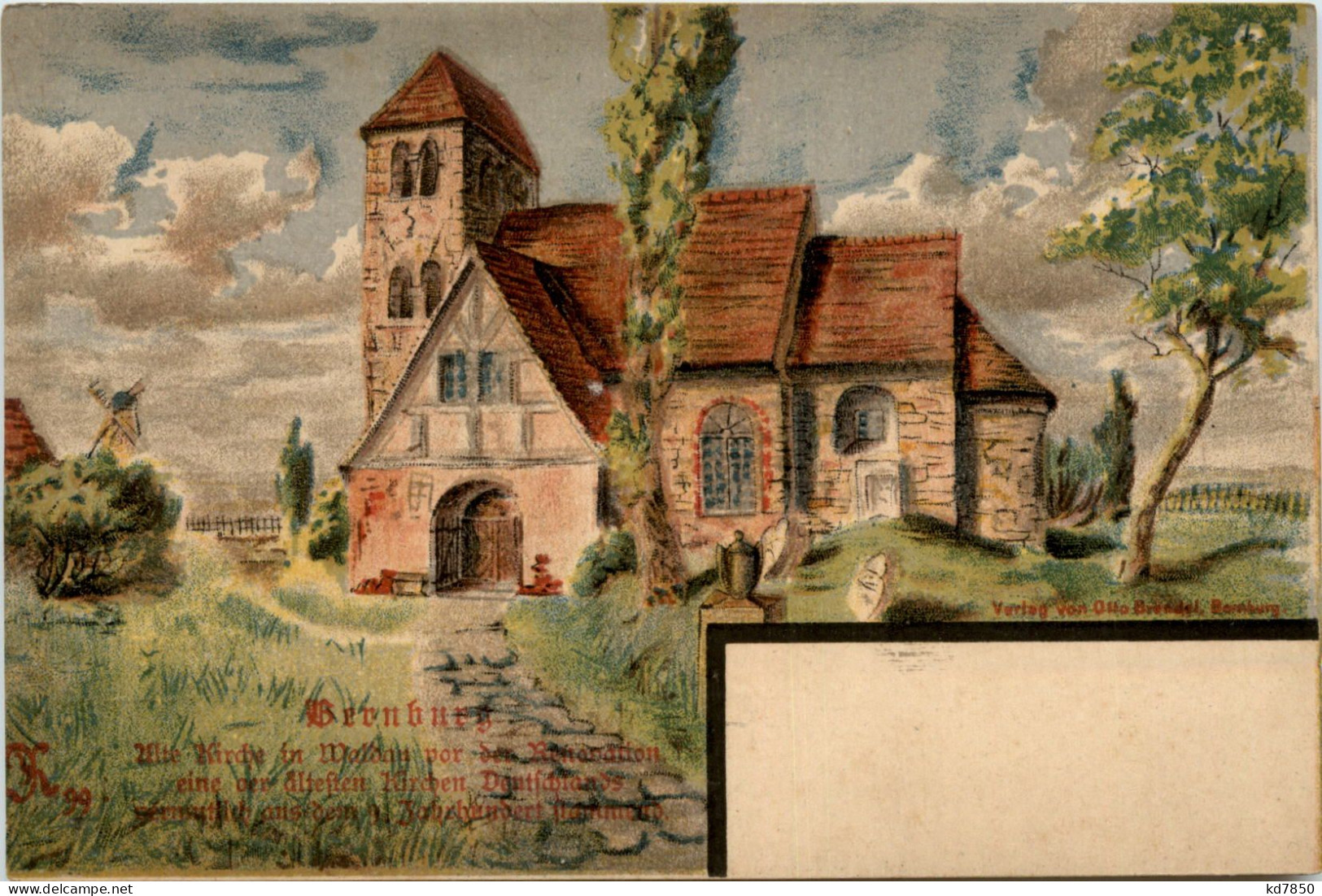 Bernburg - Alte Kirche In Waldau - Litho - Bernburg (Saale)