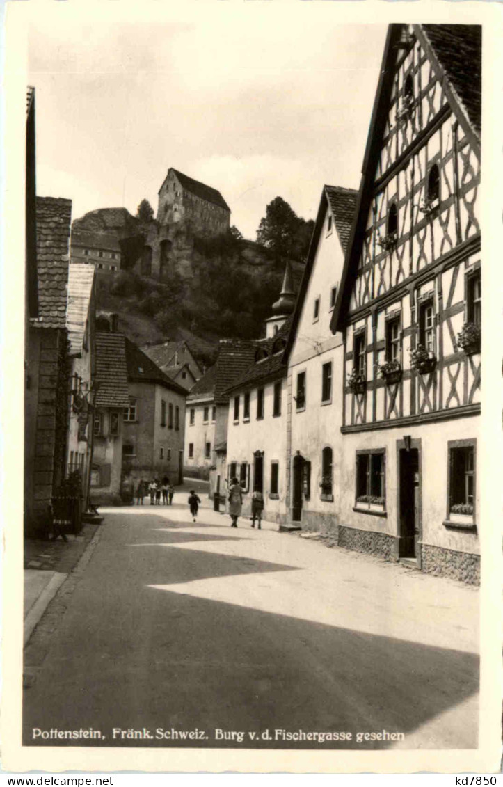 Pottenstein, Fränk.Schweiz, Burg V.d.Fischergasse Gesehen - Pottenstein