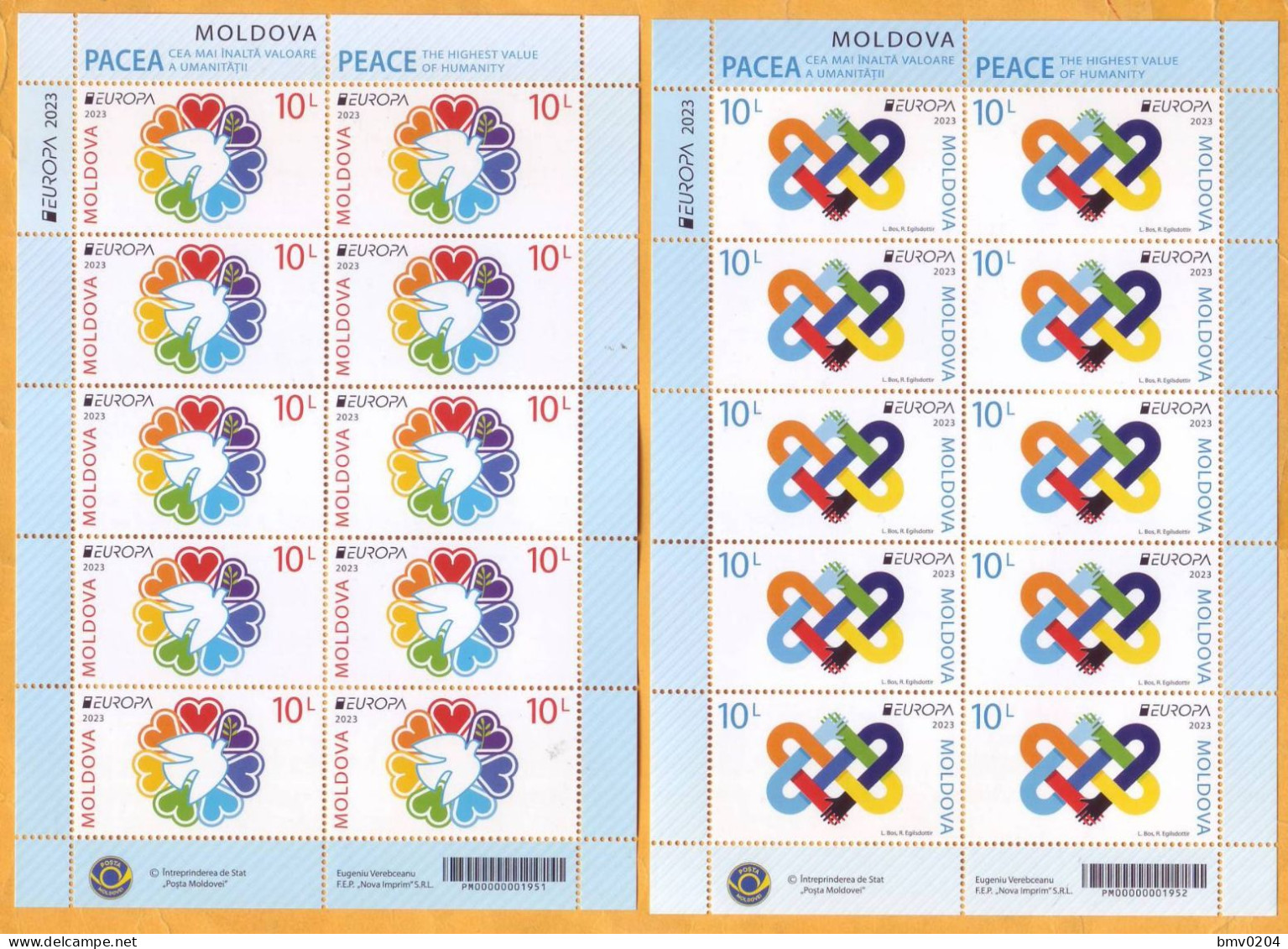 2023  Moldova  2 Sheets   „Europa 2023. PEACE – The Highest Value Of Humanity.” Mint - 2023