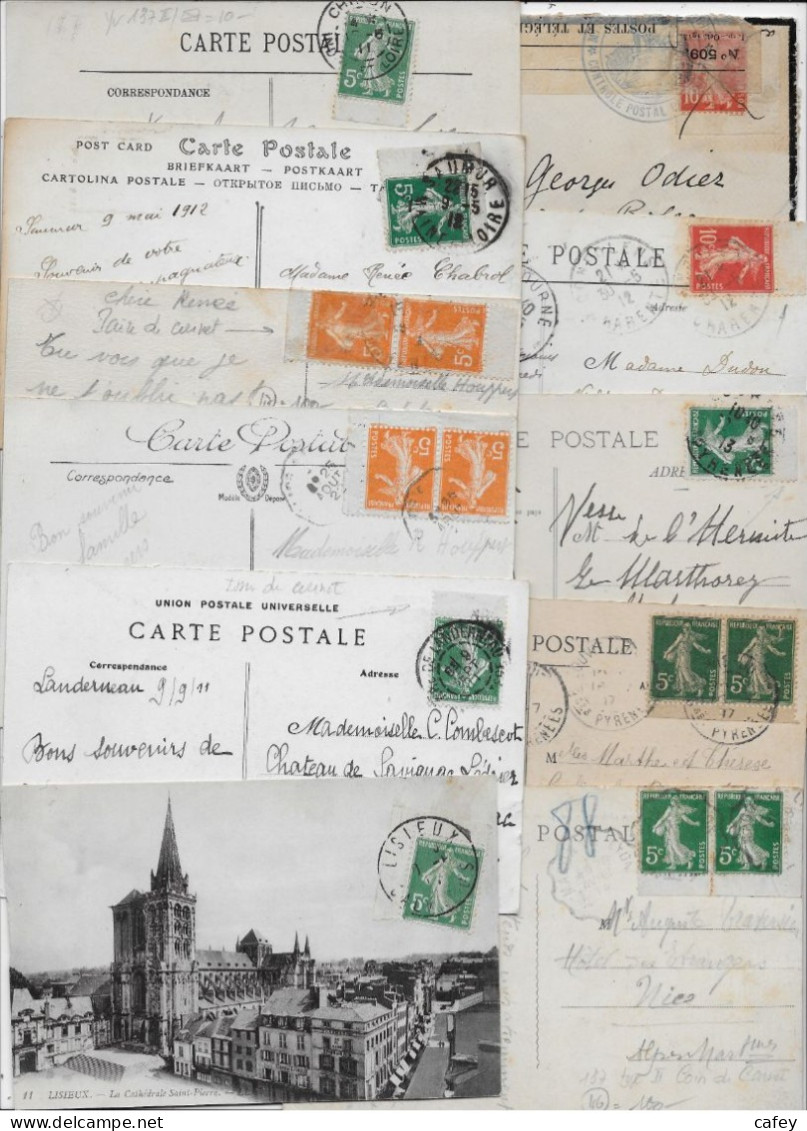 Timbres De CARNET SEMEUSE CAMEE Ensemble De 31 Lettres Ou Cartes Joint 5 Lettres 15c SEMEUSE LIGNEE A VOIR - 1906-38 Semeuse Con Cameo