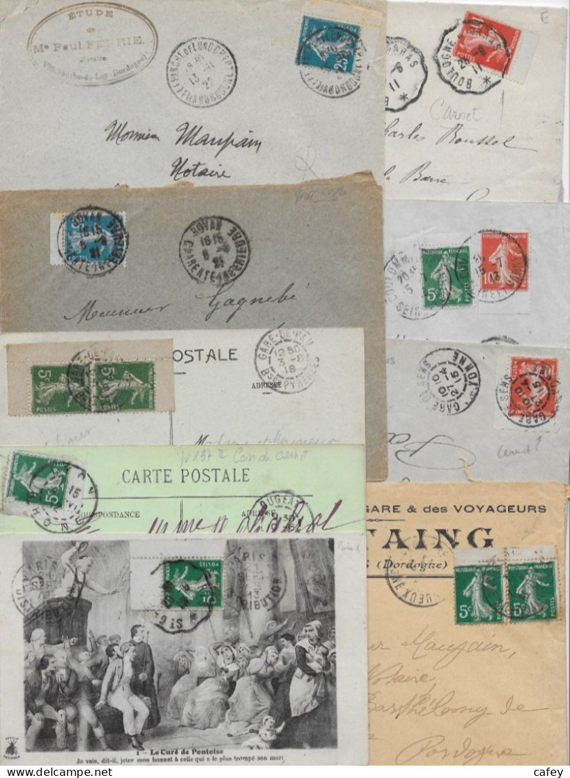 Timbres De CARNET SEMEUSE CAMEE Ensemble De 31 Lettres Ou Cartes Joint 5 Lettres 15c SEMEUSE LIGNEE A VOIR - 1906-38 Semeuse Camée