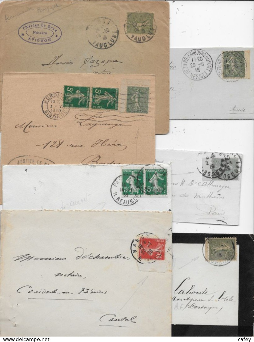 Timbres De CARNET SEMEUSE CAMEE Ensemble De 31 Lettres Ou Cartes Joint 5 Lettres 15c SEMEUSE LIGNEE A VOIR - 1906-38 Säerin, Untergrund Glatt