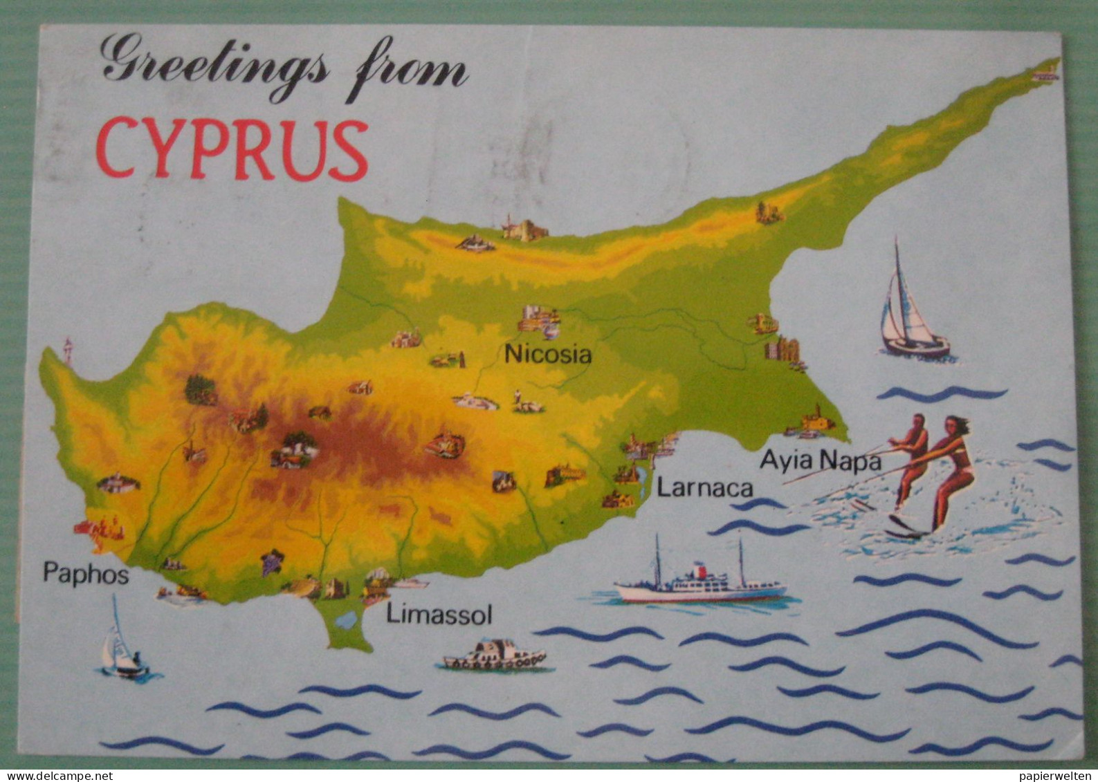 Mehrbildkarte Mit Landkarte "greetings From Cyprus" - Chipre