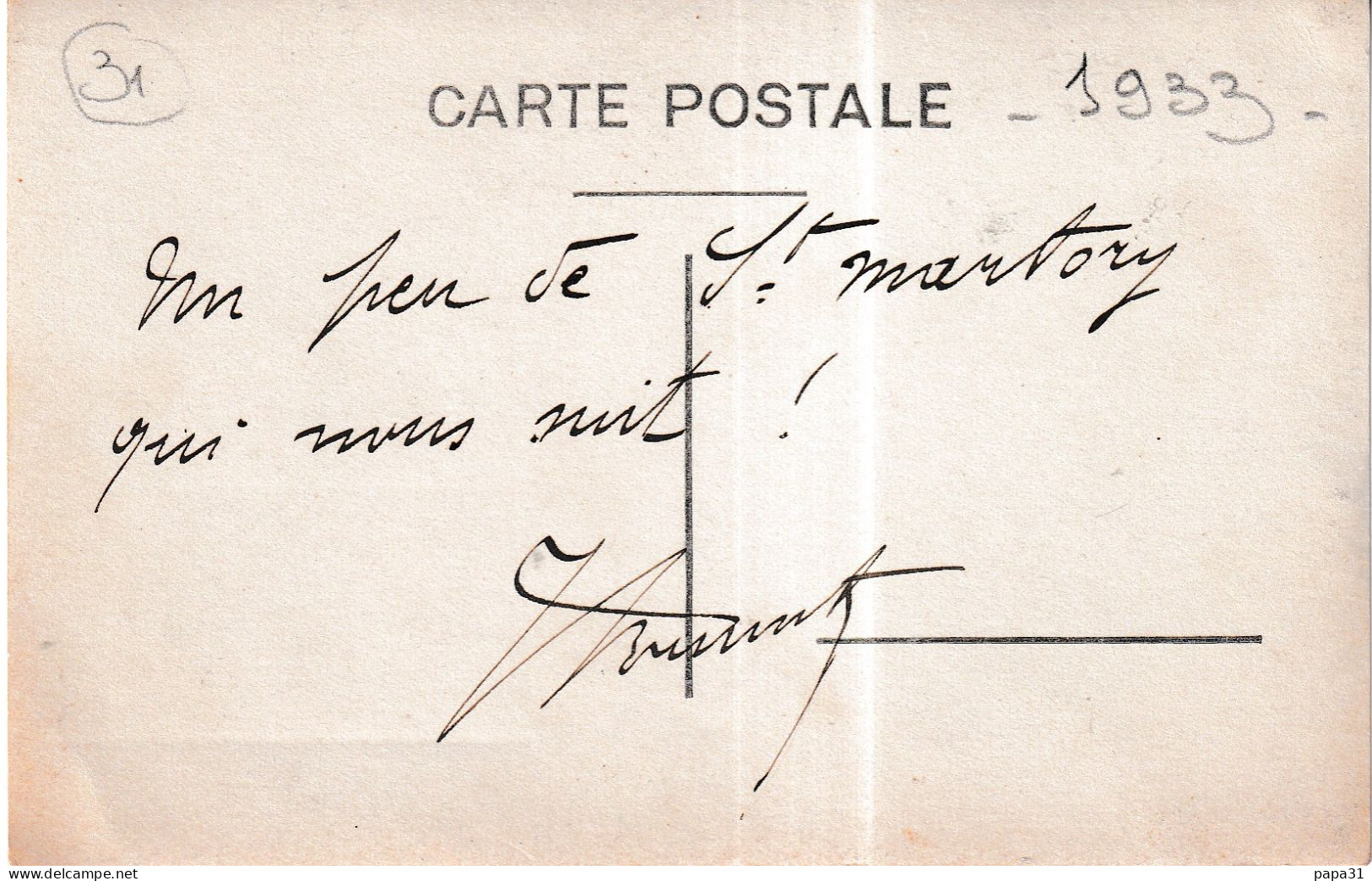 Carte Photo  D'une Maison  à Saint Martory De 1933 - Other & Unclassified