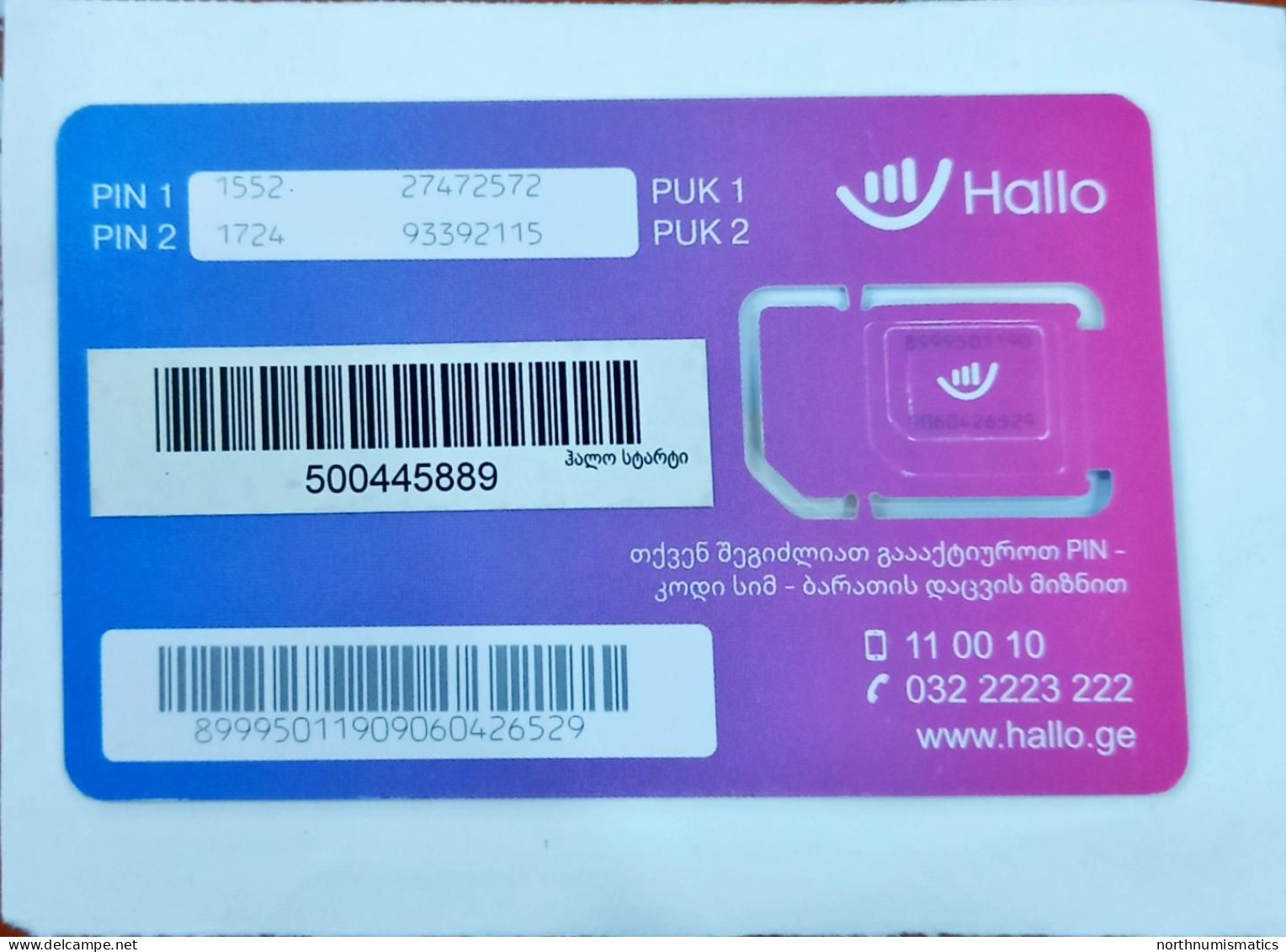 Hallo Gsm Original Chip Sim Card - Lots - Collections