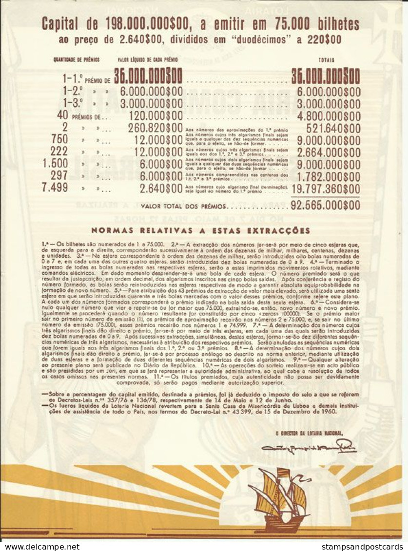 Portugal Loterie Decouverte Du Brèsil Brasil Avis Officiel Affiche 1981 Loteria Lottery Brazil Discovery Notice Poster - Billets De Loterie