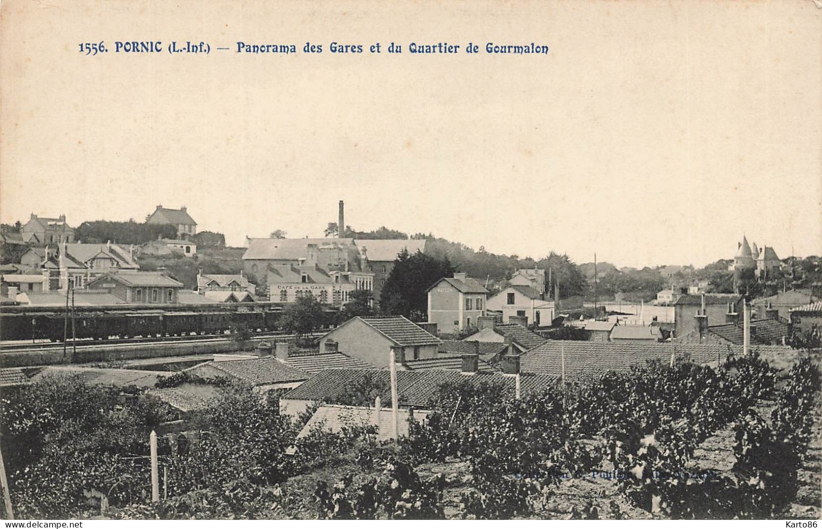 Pornic * Panorama Des Gares Et Du Quartier De Gourmalon * Train Locomotive Machine Gare Ligne Chemin De Fer - Pornic