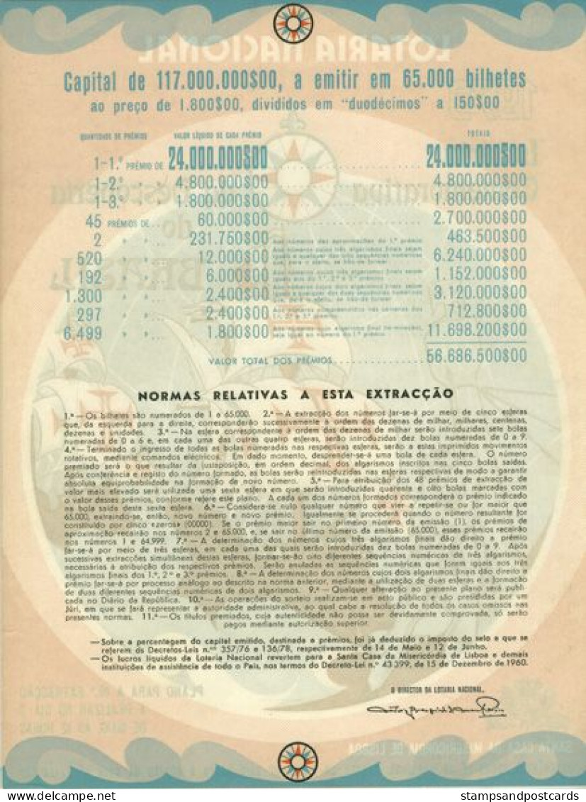 Portugal Loterie Decouverte Du Brèsil Brasil Avis Officiel Affiche 1979 Loteria Lottery Brazil Discovery Notice Poster - Billets De Loterie