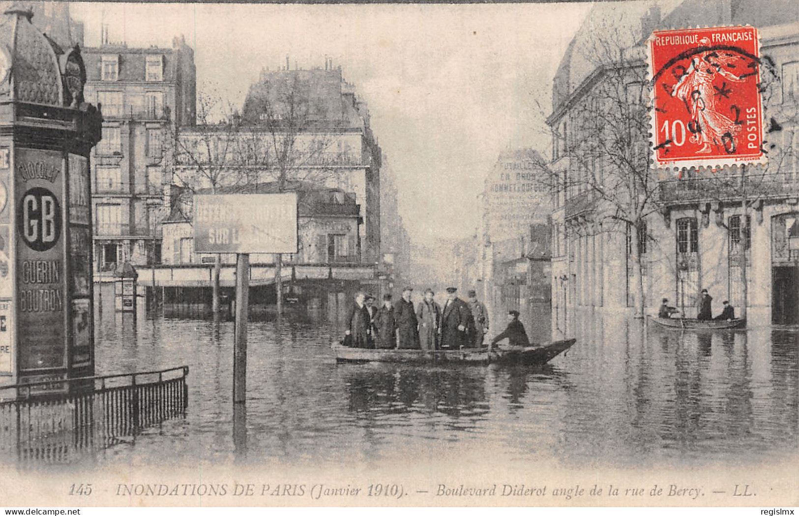 75-PARIS INONDE BOULEVARD DIDEROT-N°T1124-C/0271 - De Overstroming Van 1910
