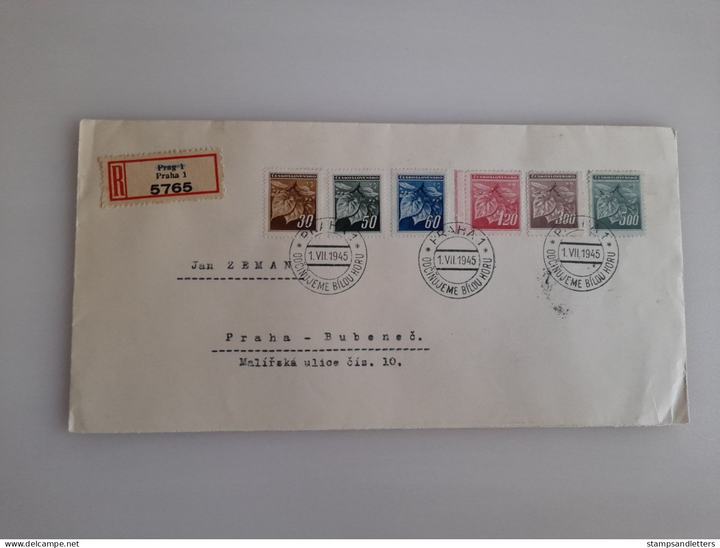 1945. Praha- Odcinujeme Bilou Horu, Cancellation. - Lettres & Documents