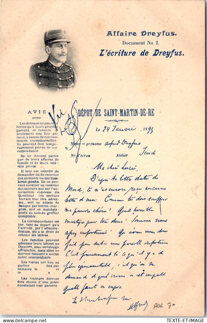 POLITIQUE - Affaire Dreyfus - Lettre Depuis St Martin De Re - Non Classés