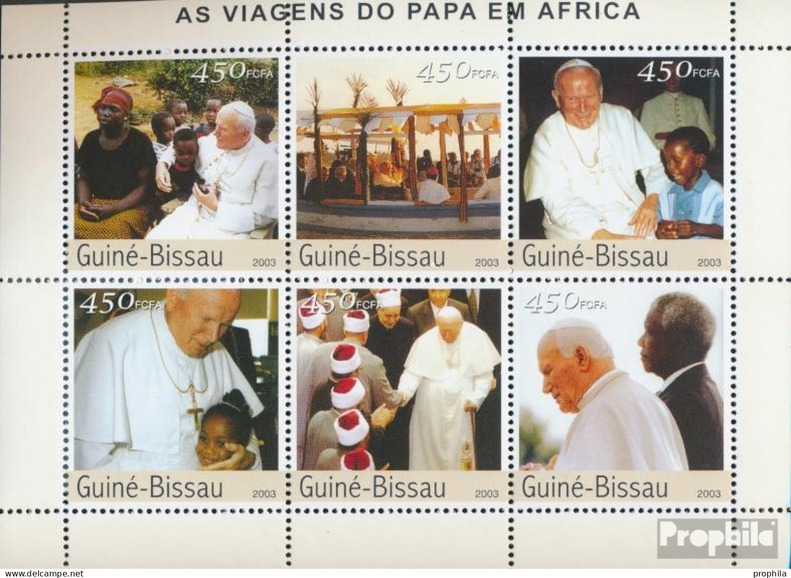 Guinea-Bissau 2620-2625 Kleinbogen (kompl. Ausgabe) Postfrisch 2003 Papstreisen In Afrika - Guinée-Bissau