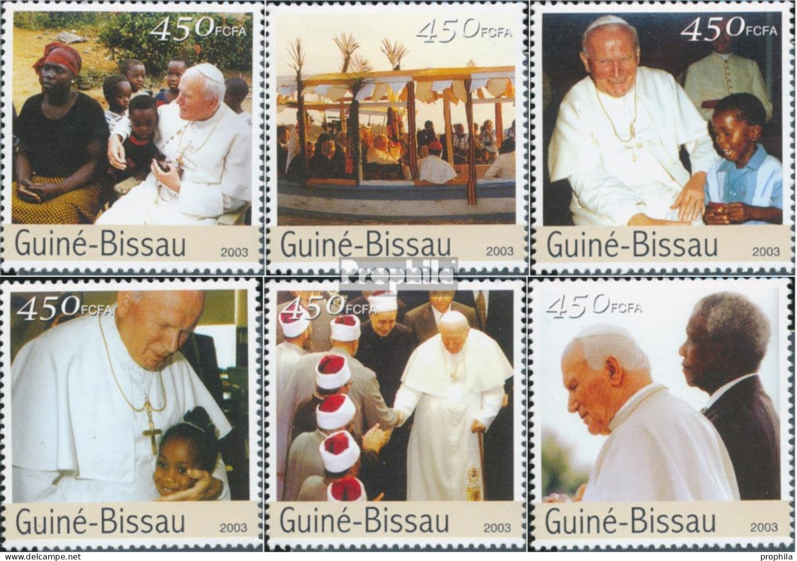 Guinea-Bissau 2620-2625 (kompl. Ausgabe) Postfrisch 2003 Papstreisen In Afrika - Guinée-Bissau