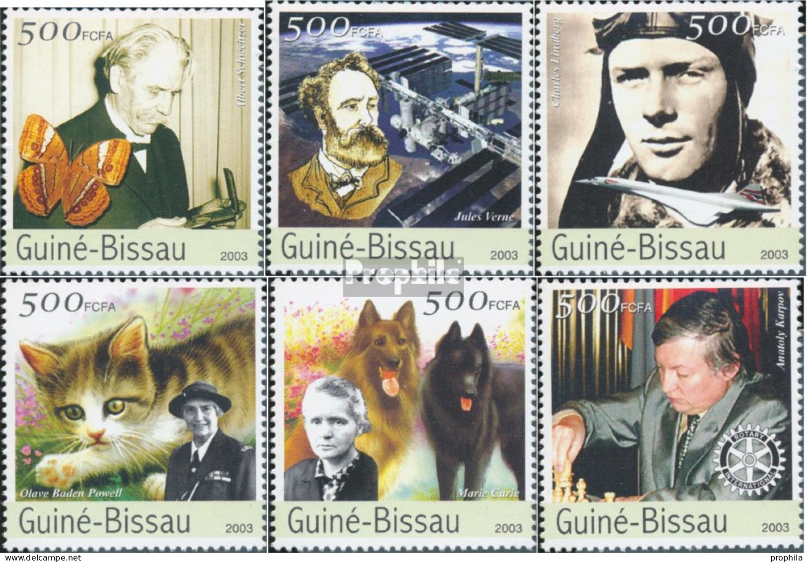 Guinea-Bissau 2602-2607 (kompl. Ausgabe) Postfrisch 2003 Prominente - Guinée-Bissau