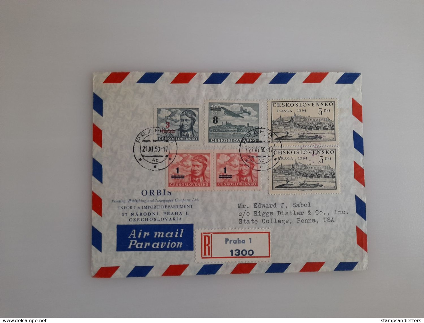 1950. Airmail From Prague To USA. - Covers & Documents